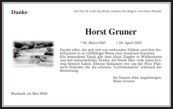 Traueranzeige von Horst Gruner von Wetterauer Zeitung