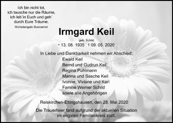 Traueranzeige von Irmgard Keil von Licher Wochenblatt