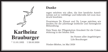 Traueranzeige von Karlheinz Brauburger von Wetterauer Zeitung