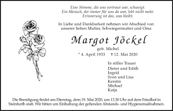 Traueranzeige von Margot Jöckel von Wetterauer Zeitung