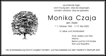Traueranzeige von Monika Czaja von Wetterauer Zeitung