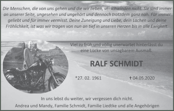 Traueranzeige von Ralf Schmidt von Wetterauer Zeitung
