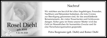 Traueranzeige von Rosel Diehl von Bad Vilbel/Karben