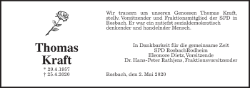 Traueranzeige von Thomas Kraft von Wetterauer Zeitung