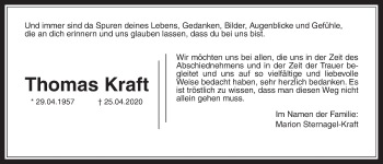 Traueranzeige von Thomas Kraft von Wetterauer Zeitung