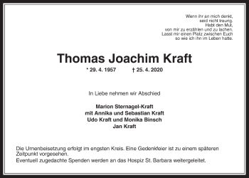 Traueranzeige von Thomas Joachim Kraft von Wetterauer Zeitung
