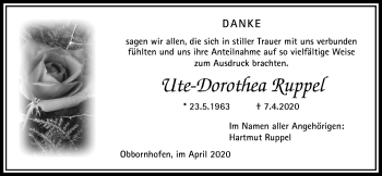 Traueranzeige von Ute-Dorothea Ruppel von Licher Wochenblatt