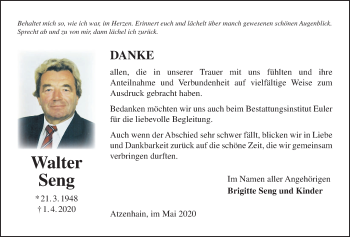 Traueranzeige von Walter Seng von Mücker Stimme