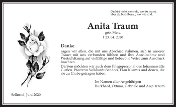 Traueranzeige von Anita Traum von Mücker Stimme