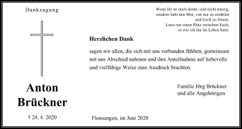 Traueranzeige von Anton Brückner von Alsfelder Allgemeine