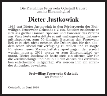 Traueranzeige von Dieter Justkowiak von Wetterauer Zeitung