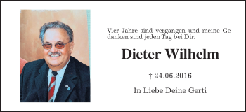 Traueranzeige von Dieter Wilhelm von Wetterauer Zeitung