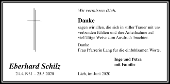Traueranzeige von Eberhard Schilz von Licher Wochenblatt