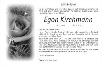 Traueranzeige von Egon Kirchmann von Wetterauer Zeitung