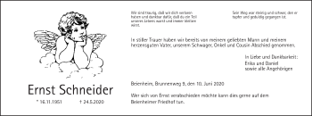 Traueranzeige von Ernst Schneider von Wetterauer Zeitung