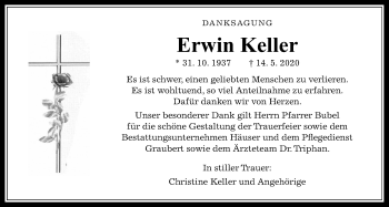Traueranzeige von Erwin Keller von Pohlheimer Nachrichten
