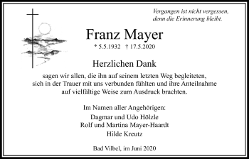 Traueranzeige von Franz Mayer von Bad Vilbel/Karben