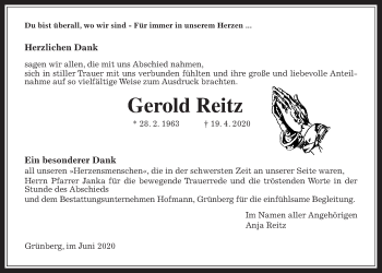 Traueranzeige von Gerold Reitz von Mücker Stimme