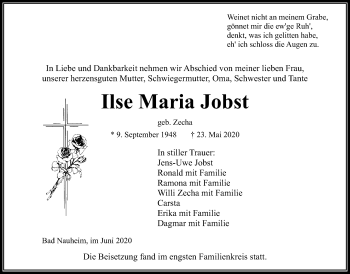 Traueranzeige von Ilse Maria Jobst von Wetterauer Zeitung