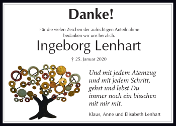 Traueranzeige von Ingeborg Lenhart von Giessener Allgemeine, Alsfelder Allgemeine