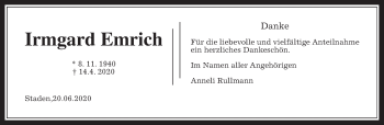 Traueranzeige von Irmgard Emrich von Wetterauer Zeitung