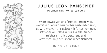 Traueranzeige von Julius Leon Bansemer von Wetterauer Zeitung
