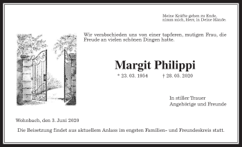 Traueranzeige von Margit Philippi von Wetterauer Zeitung