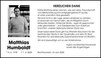Traueranzeige von Matthias Humboldt von Wetterauer Zeitung