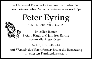 Traueranzeige von Peter Eyring von Bad Vilbel/Karben