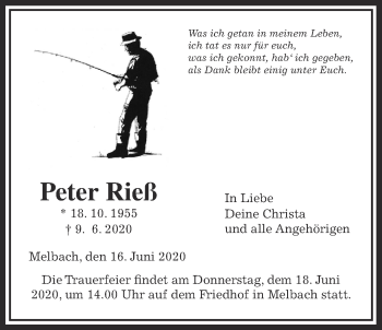 Traueranzeige von Peter Rieß von Wetterauer Zeitung