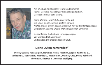 Traueranzeige von Rainer Gerheim von Bad Vilbel/Karben