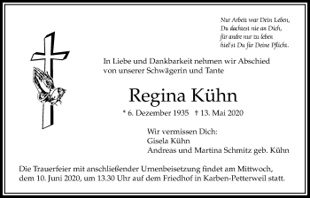 Traueranzeige von Regina Kühn von Bad Vilbel/Karben