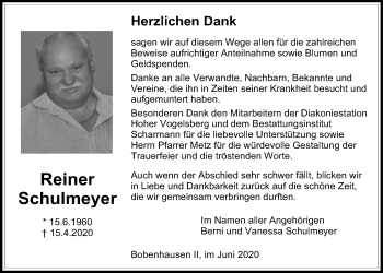 Traueranzeige von Reiner Schulmeyer von Alsfelder Allgemeine