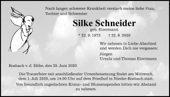 Traueranzeige von Silke Schneider von Wetterauer Zeitung