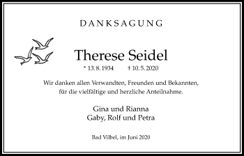 Traueranzeige von Therese Seidel von Bad Vilbel/Karben