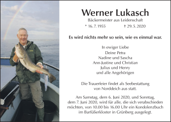 Traueranzeige von Werner Lukasch von Wetterauer Zeitung, Giessener Allgemeine, Alsfelder Allgemeine
