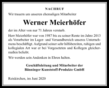 Traueranzeige von Werner Meierhöfer von Giessener Allgemeine, Alsfelder Allgemeine