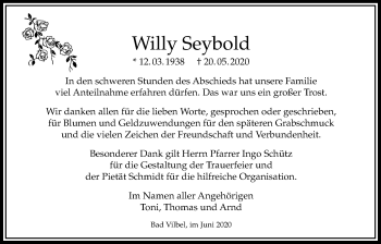 Traueranzeige von Willy Seybold von Bad Vilbel/Karben