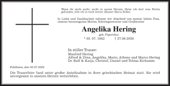 Traueranzeige von Angelika Hering von Giessener Allgemeine, Alsfelder Allgemeine