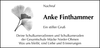 Traueranzeige von Anke Finthammer von Mücker Stimme