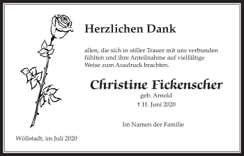 Traueranzeige von Christine Fickenscher von Wetterauer Zeitung