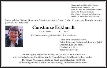 Traueranzeige von Constanze Eckhardt von Wetterauer Zeitung