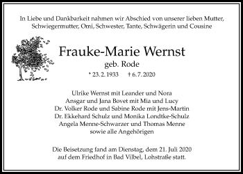 Traueranzeige von Frauke-Marie Wernst von Bad Vilbel/Karben