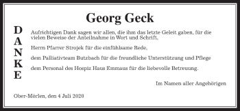 Traueranzeige von Georg Geck von Wetterauer Zeitung