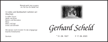 Traueranzeige von Gerhard Scheld von Wetterauer Zeitung