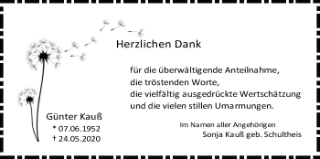 Traueranzeige von Günter Kauß von Laubacher Anzeiger