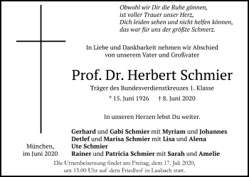 Traueranzeige von Herbert Schmier von Laubacher Anzeiger