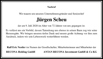 Traueranzeige von Jürgen Scheu von Wetterauer Zeitung