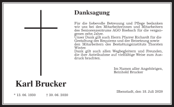 Traueranzeige von Karl Brucker von Wetterauer Zeitung
