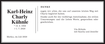 Traueranzeige von Karl-Heinz Charly Kühnle von Mücker Stimme